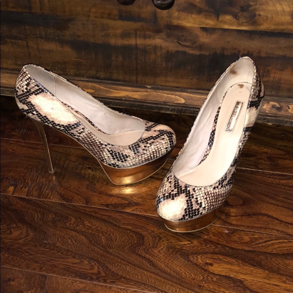 Snake print platform heels